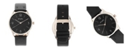 Simplify Quartz The 6300 Black Dial, Genuine Black Leather Watch 41mm